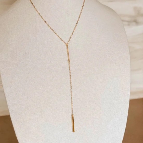 Long Y-shaped necklace with open chest chain and titanium steel gold-plated