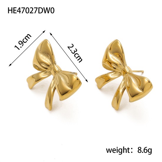 Bow titanium steel earrings IPG14K