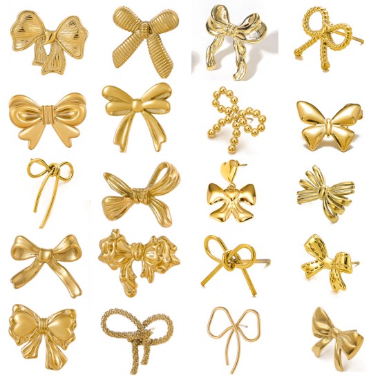 Bow titanium steel earrings IPG14K