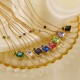 Seven colored square crystal diamond steel necklace