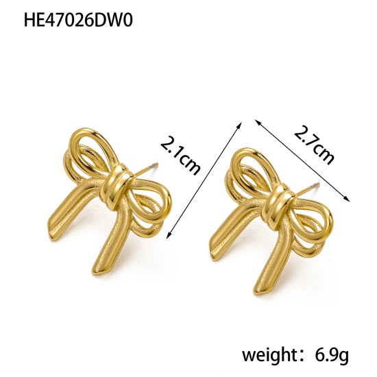 Bow titanium steel earrings IPG14K