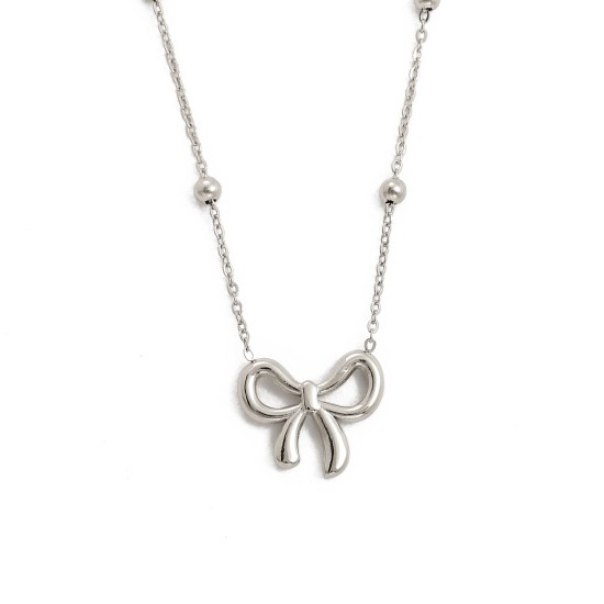 Bow steel ball chainsteel pendant necklace
