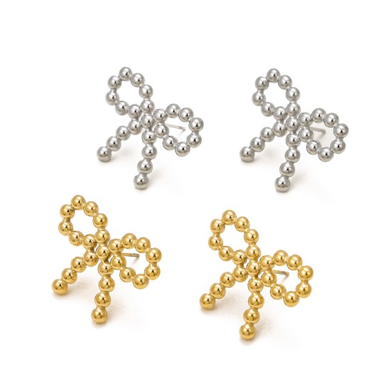 Bow titanium steel earrings IPG14K