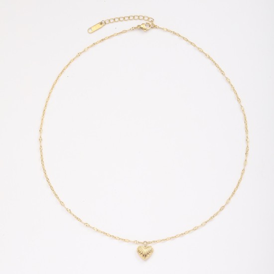 Heart shaped titanium steel oil drop necklace with stone inlay