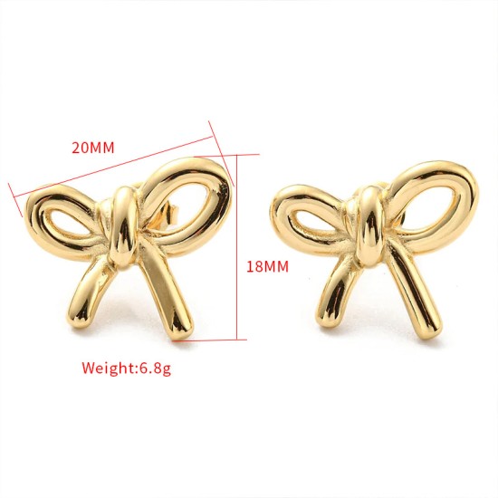 Bow titanium steel earrings IPG14K