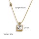 Seven colored square crystal diamond steel necklace