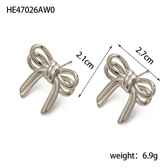 Bow titanium steel earrings IPG14K