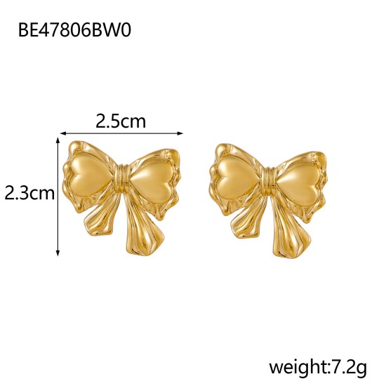 Bow titanium steel earrings IPG14K