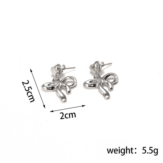 Bow titanium steel earrings IPG14K