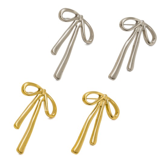 Bow titanium steel earrings IPG14K