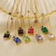 Seven colored square crystal diamond steel necklace