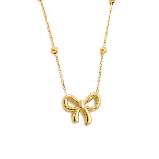 Bow steel ball chainsteel pendant necklace
