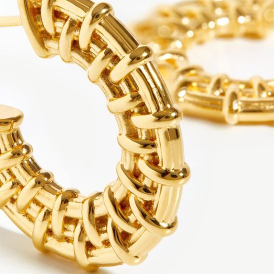 C-type earrings titanium steel plated with 14K gold