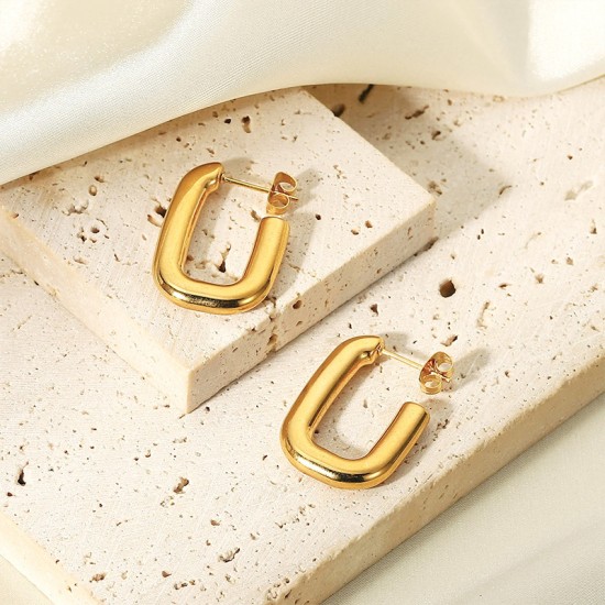 U-shaped hollow C-ring steel earrings