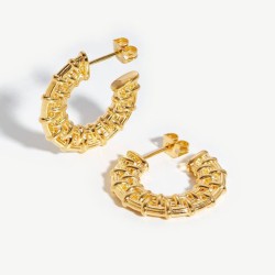 C-type earrings titanium steel plated with 14K gold