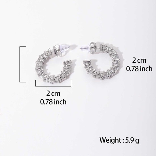 C-type earrings titanium steel plated with 14K gold