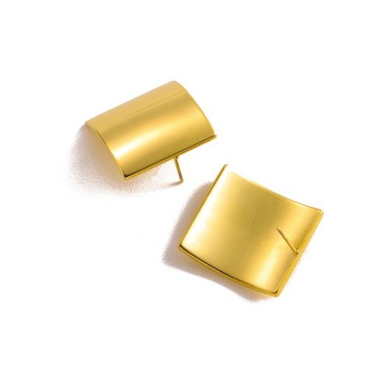 Curved square earrings titanium steel electroplated polished earrings