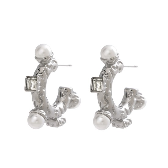 C-shaped Baroque Pearl Vintage Earrings