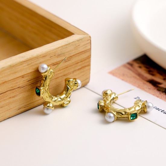 C-shaped Baroque Pearl Vintage Earrings