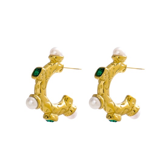C-shaped Baroque Pearl Vintage Earrings