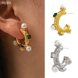 C-shaped Baroque Pearl Vintage Earrings