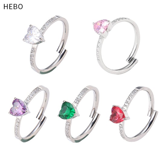 Peach Heart Zircon Claw Set Stone Open Ring