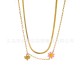 Little Bee Flower Titanium Steel Electroplated Drip Oil Color Necklace