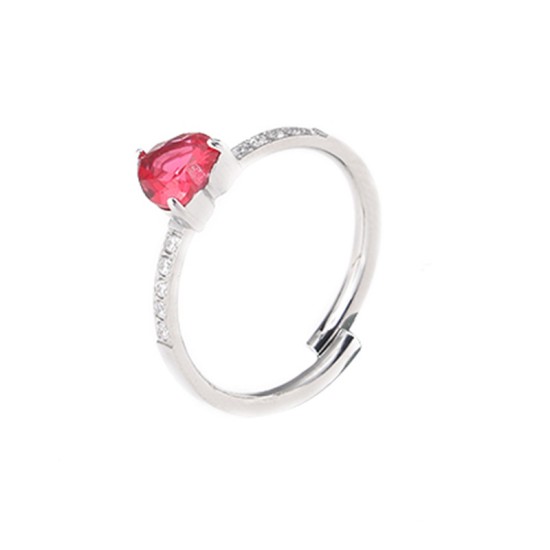Peach Heart Zircon Claw Set Stone Open Ring