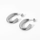 Elliptical C-shaped hollow circular steel earrings