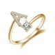 26 English letter inlaid crystal open ring