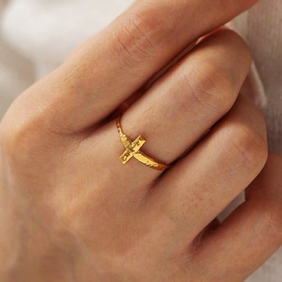 Cross Opening Ring Stainless Steel
