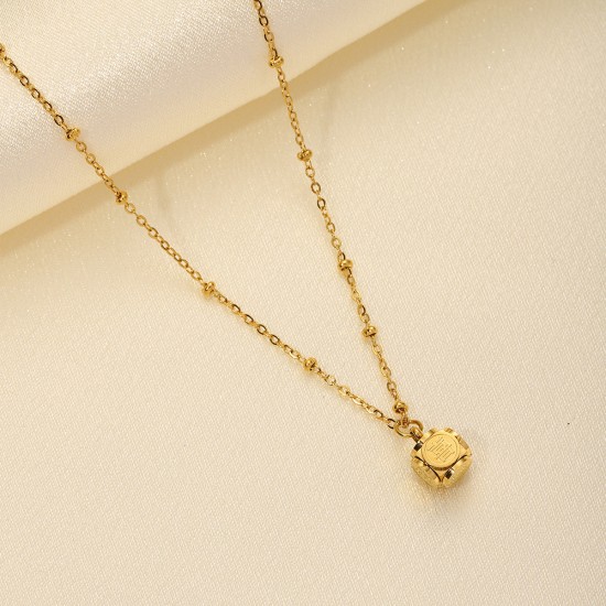 Hollow out stainless steel necklace with auspicious characters