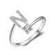 26 English letter inlaid crystal open ring