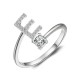 26 English letter inlaid crystal open ring