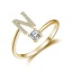 26 English letter inlaid crystal open ring