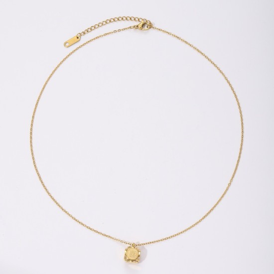 Hollow out stainless steel necklace with auspicious characters