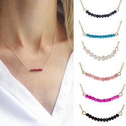 Natural stone pearl stainless steel necklace