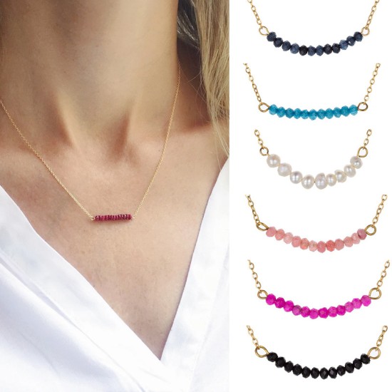 Natural stone pearl stainless steel necklace