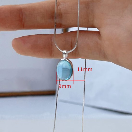 Elliptical Moonstone Stainless Steel Necklace