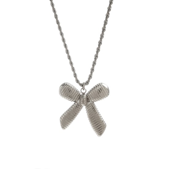 Stainless steel bow necklace