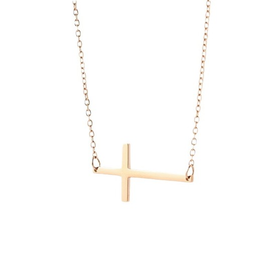 Horizontal Cross Stainless Steel Necklace