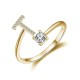 26 English letter inlaid crystal open ring