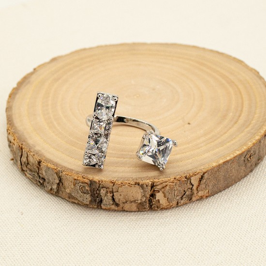 Zircon Stainless Steel Open Ring