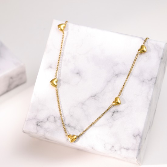 Peach Heart Stainless Steel Necklace