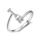 26 English letter inlaid crystal open ring