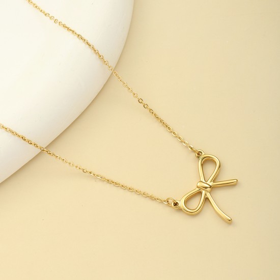  Stainless steel bow necklace