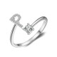 26 English letter inlaid crystal open ring