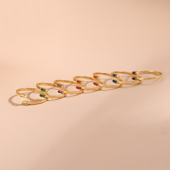 Colored zircon stainless steel ring