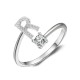 26 English letter inlaid crystal open ring