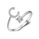 26 English letter inlaid crystal open ring
